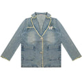 Loose Denim Jacket Polo Collar Single-Breasted Design