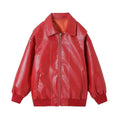 Oversized Fashion Zip-up Lapel Leather Jacket for women