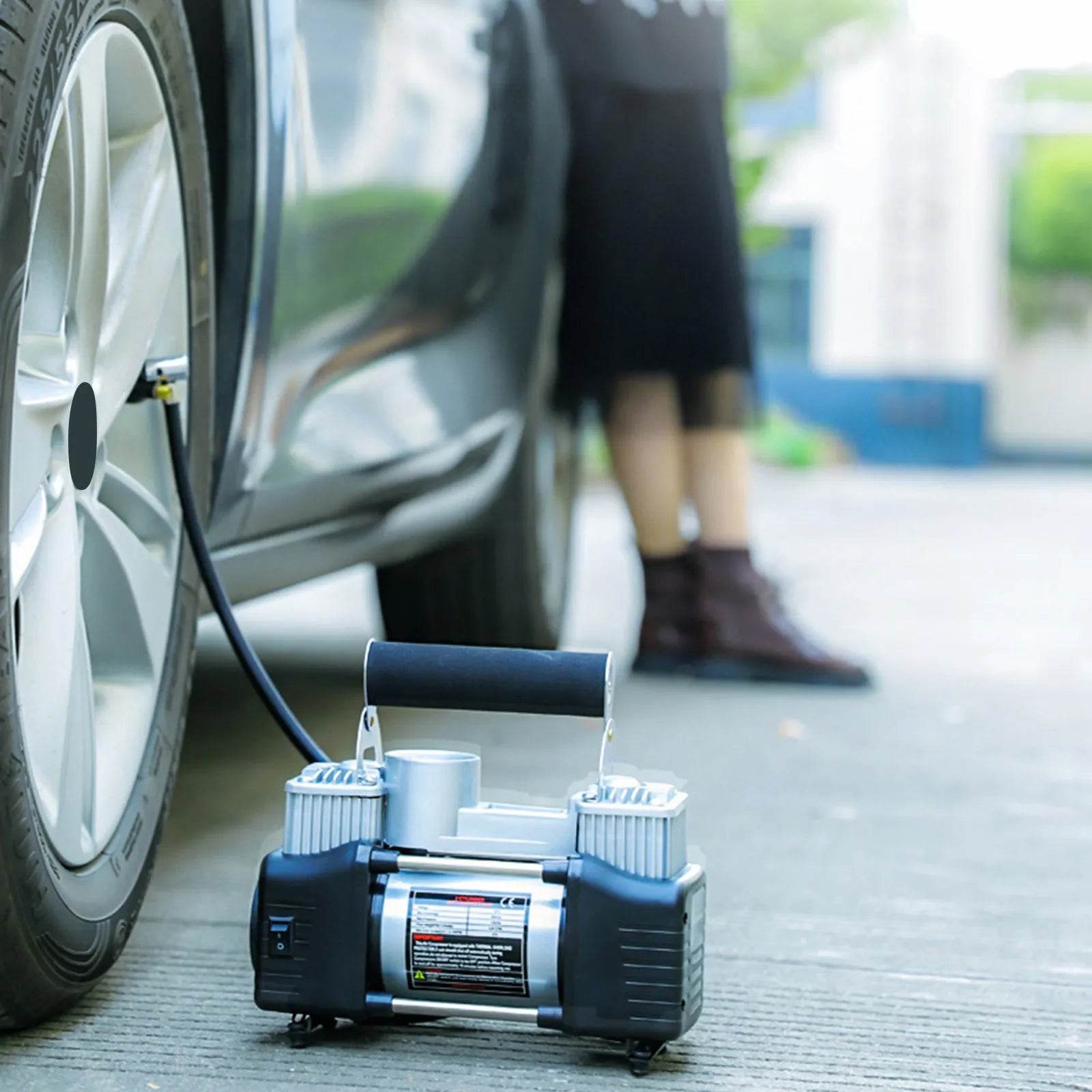 Portable High Power Metal Double Cylinder Car Tire Air compressor