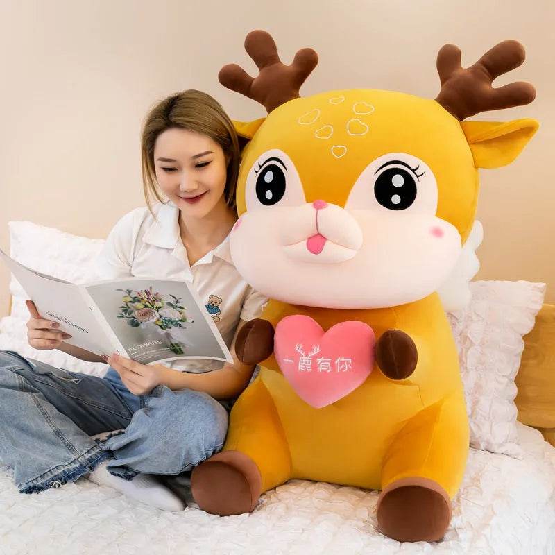 Cute Sika Deer Plush Toy Rag Doll Sleeping Pillow