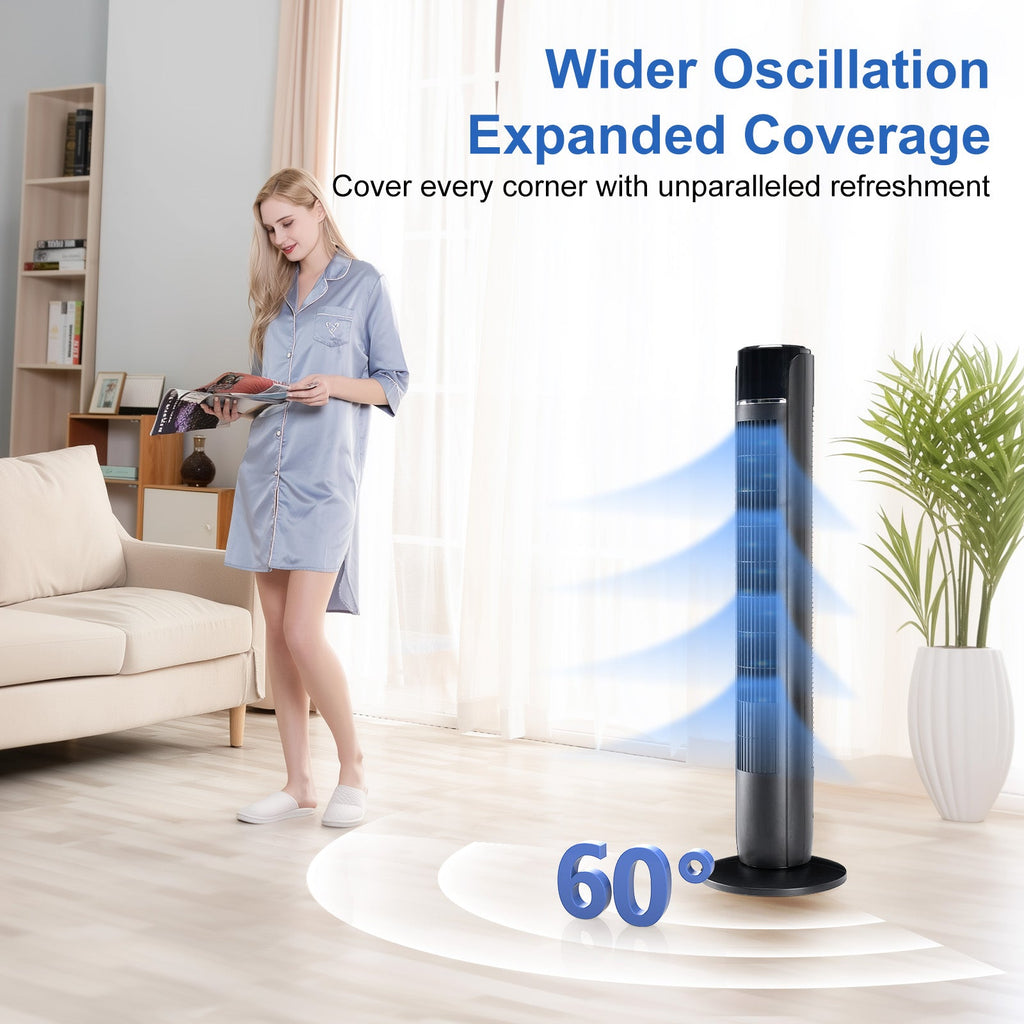 Standing Tower Fan 35-Inch – 5-Speed Remote Control, 12H Timer & 60° Oscillation