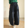 Wide-leg Baggy Jeans Pant Elastic Waist Washed Wear-white Loose Slimming And All-matching Trousers For Women