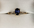 Yellow Gold & Natural Sapphire Ring with Diamonds - 10KT