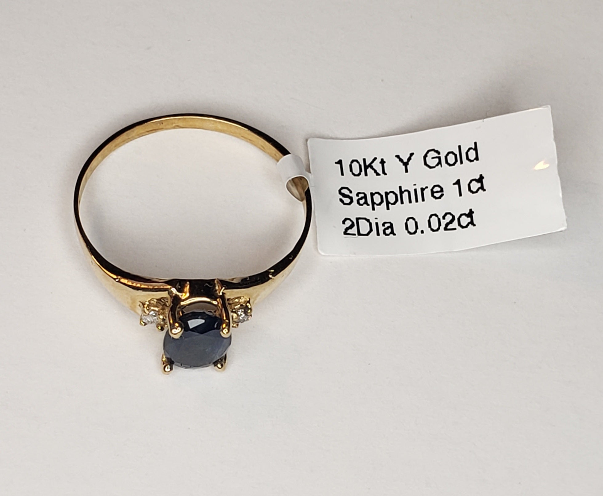 Yellow Gold & Natural Sapphire Ring with Diamonds - 10KT