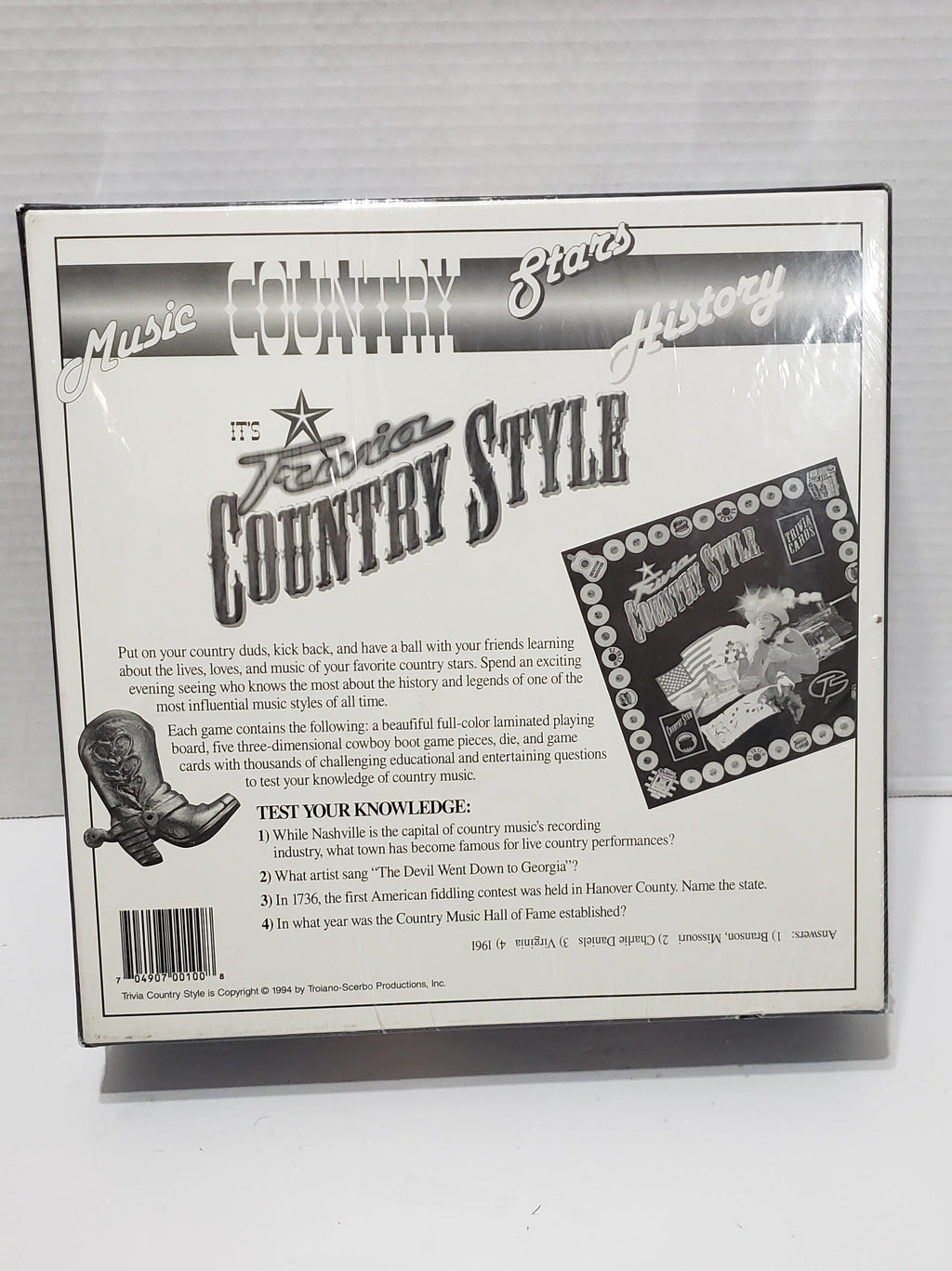 Trivia Country Style Board Game - Vintage 1994