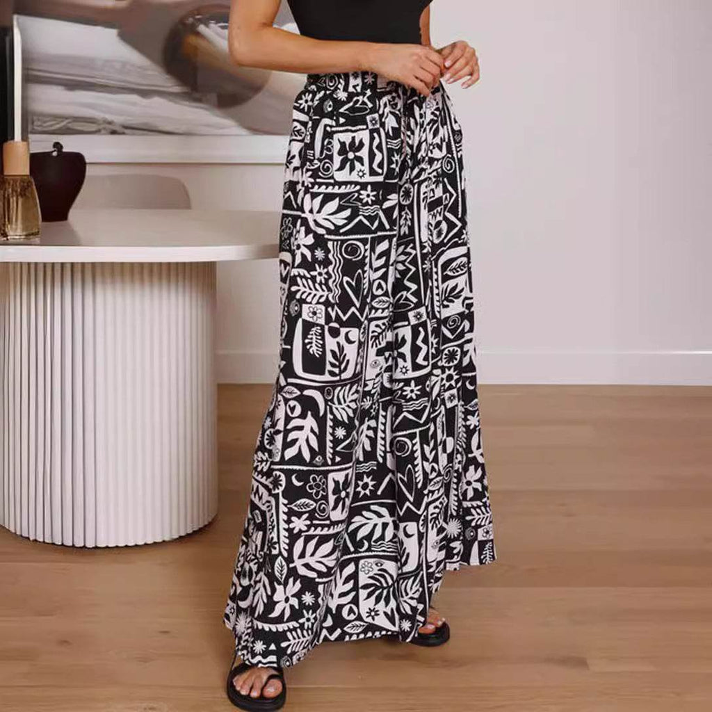 Printed Comfortable Casual High Waist  Wide-leg Floral Palazzo Trousers women