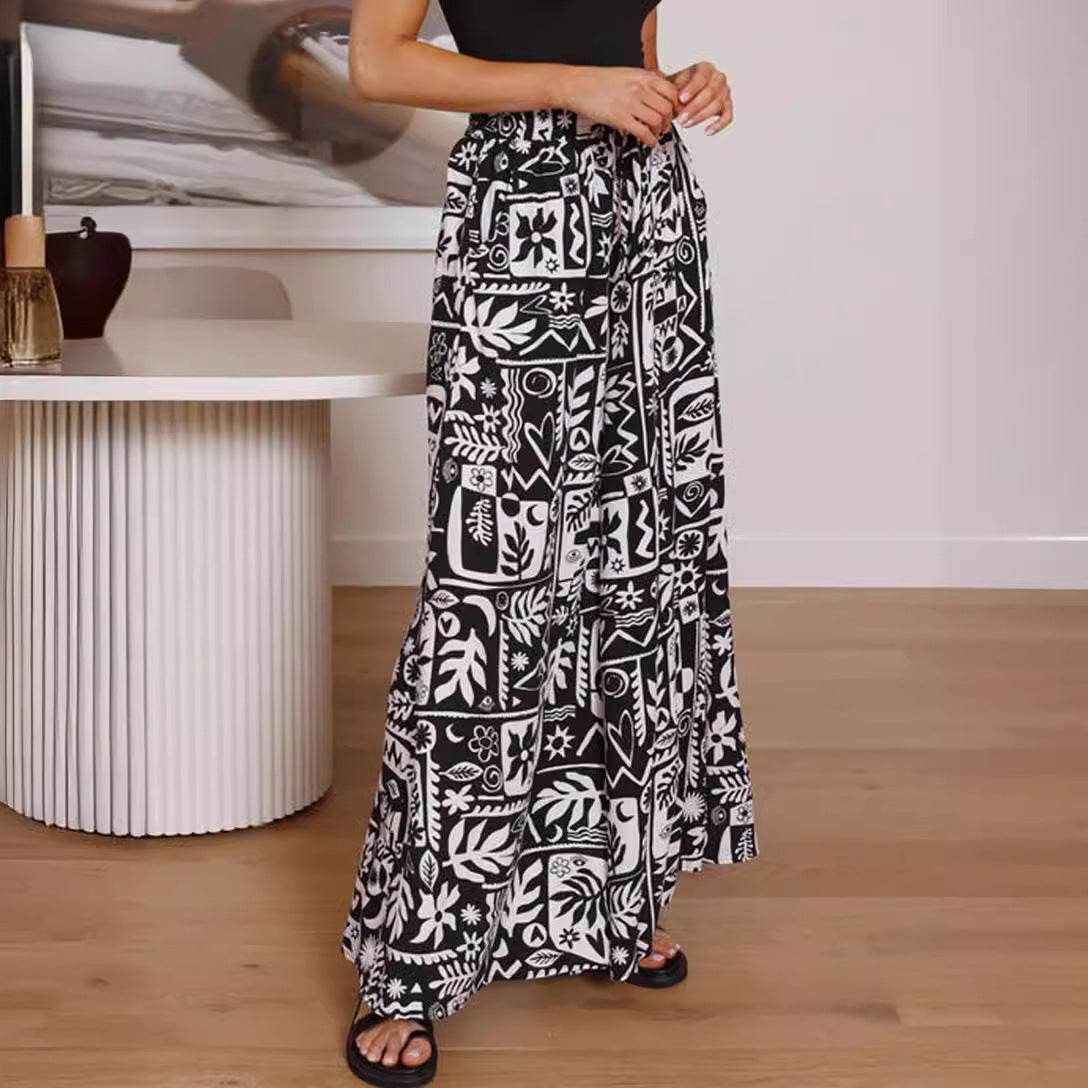 Printed Comfortable Casual High Waist  Wide-leg Floral Palazzo Trousers women