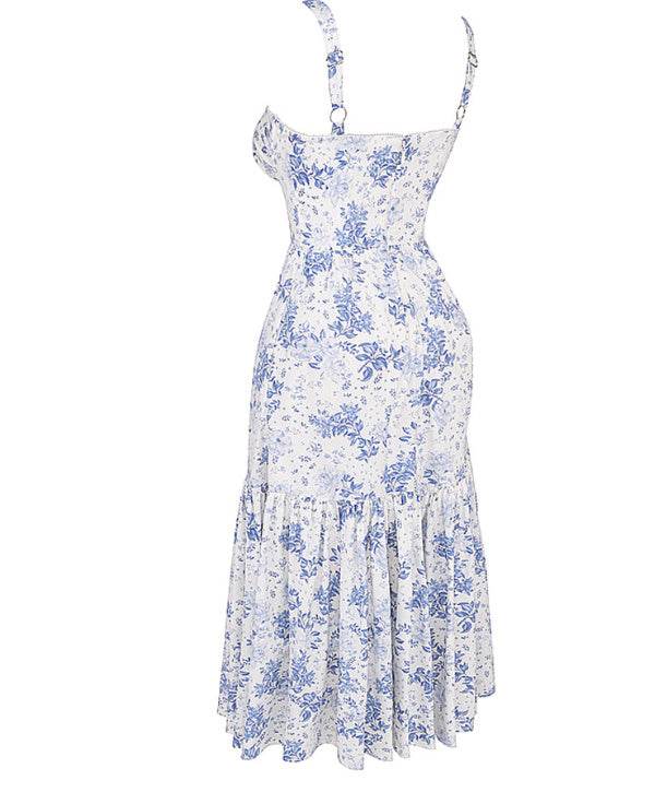 Spring And Summer Comely Pastoral Style Sling Floral A Swing Cake Dress