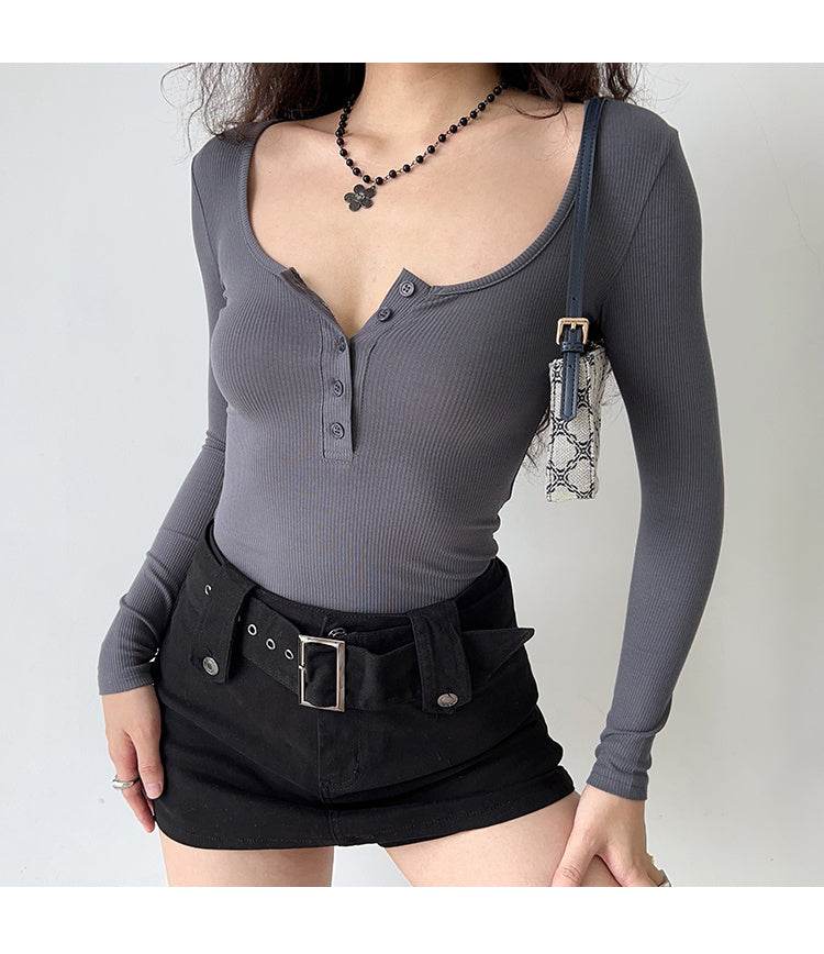 American Retro Wide Waistband Denim Mini Skirt with Belt