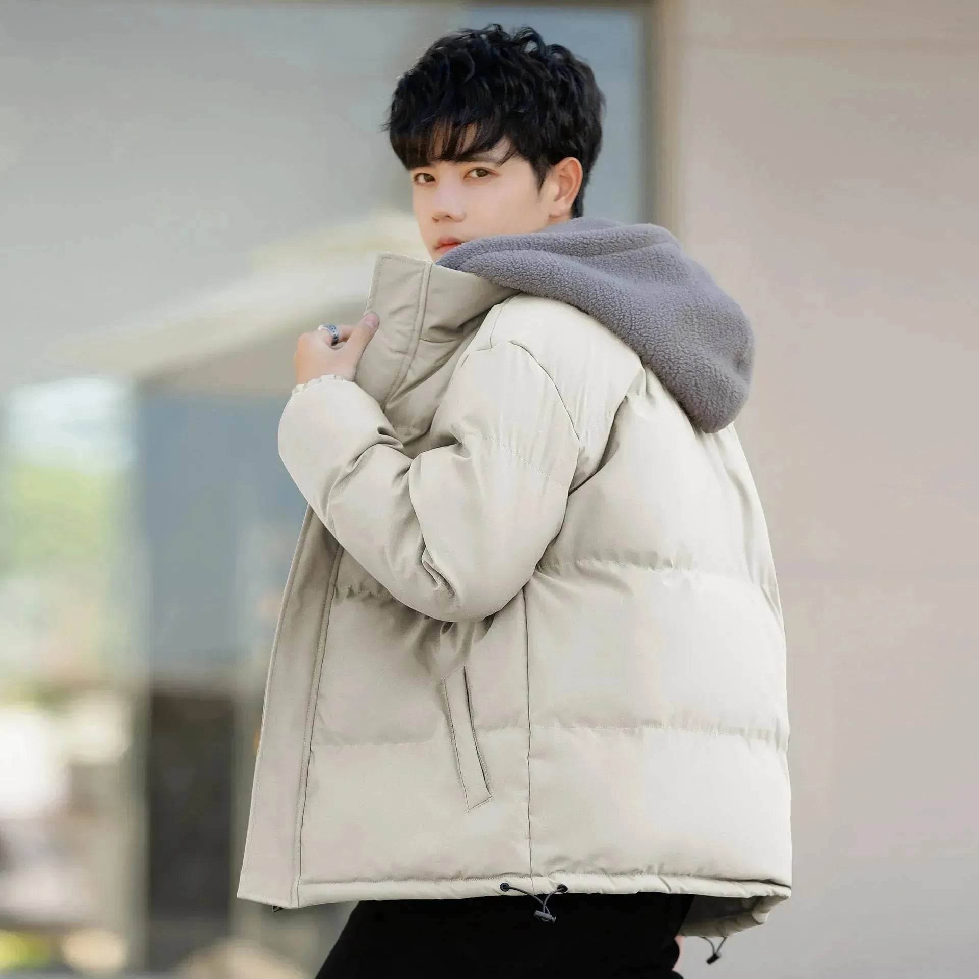 Polar Fleece Hooded  Winter Rain Puffer Jacket for Men