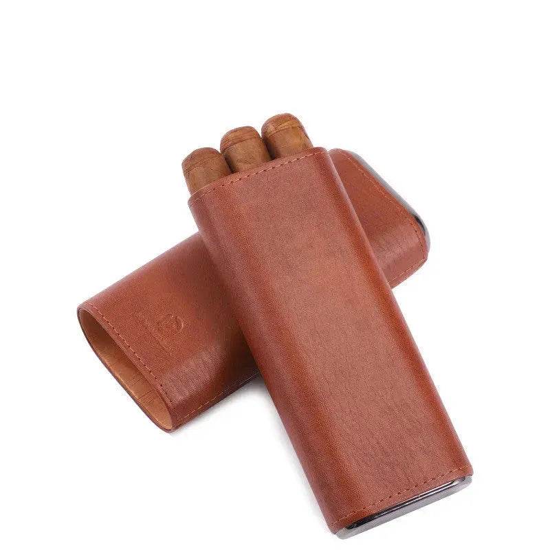 Humidifying and Moisturizing Leather Cigar Case and Cigar Cutter set
