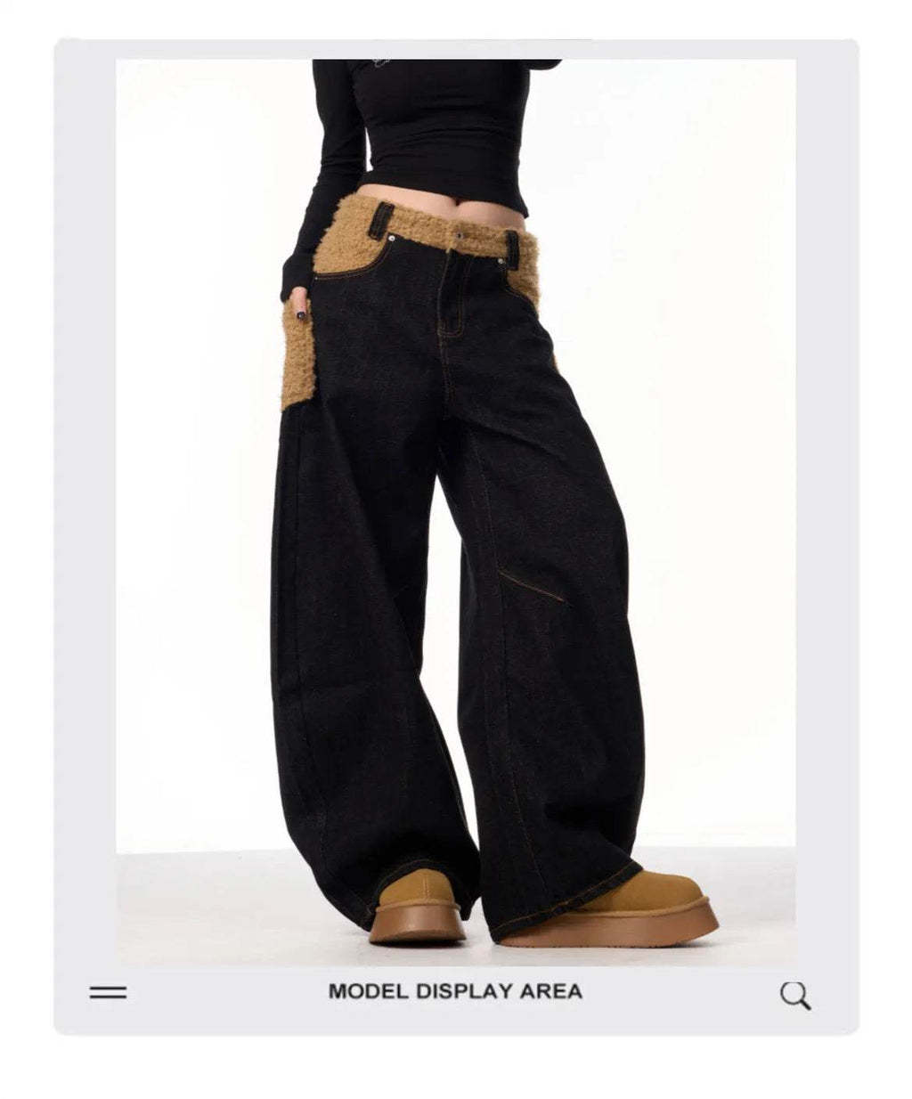 Retro Minority Design Inside-out Wear Stitching Baggy Jeans Pant For Women