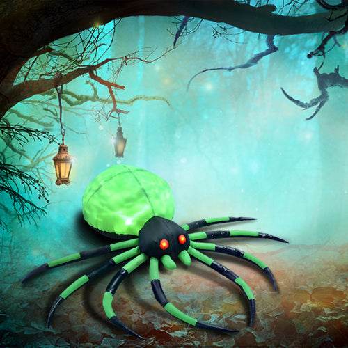 HOMCOM 6 Halloween Inflatable Outdoor Decoration Spider, Blow Up LED Yard Decor For Garden, Lawn, Party, Holiday, Waterproof