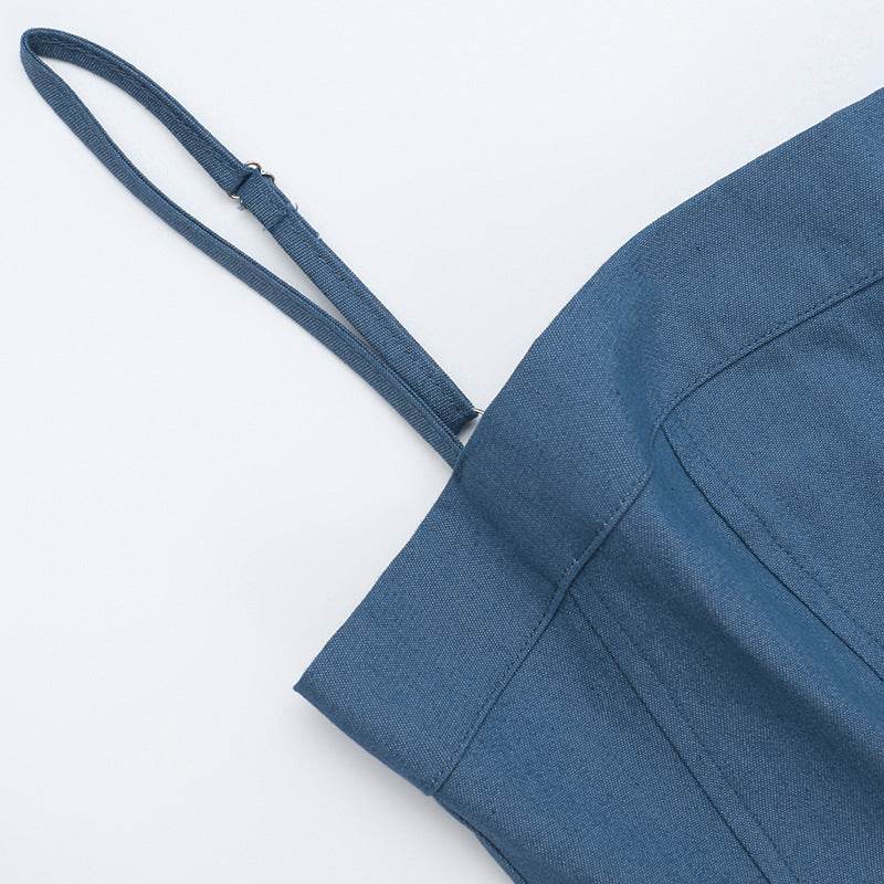 Denim A- Line Dress Women's Hot Girl Strap Length