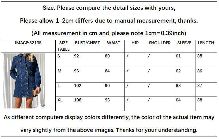 Fashion Casual Button Denim Dress Women