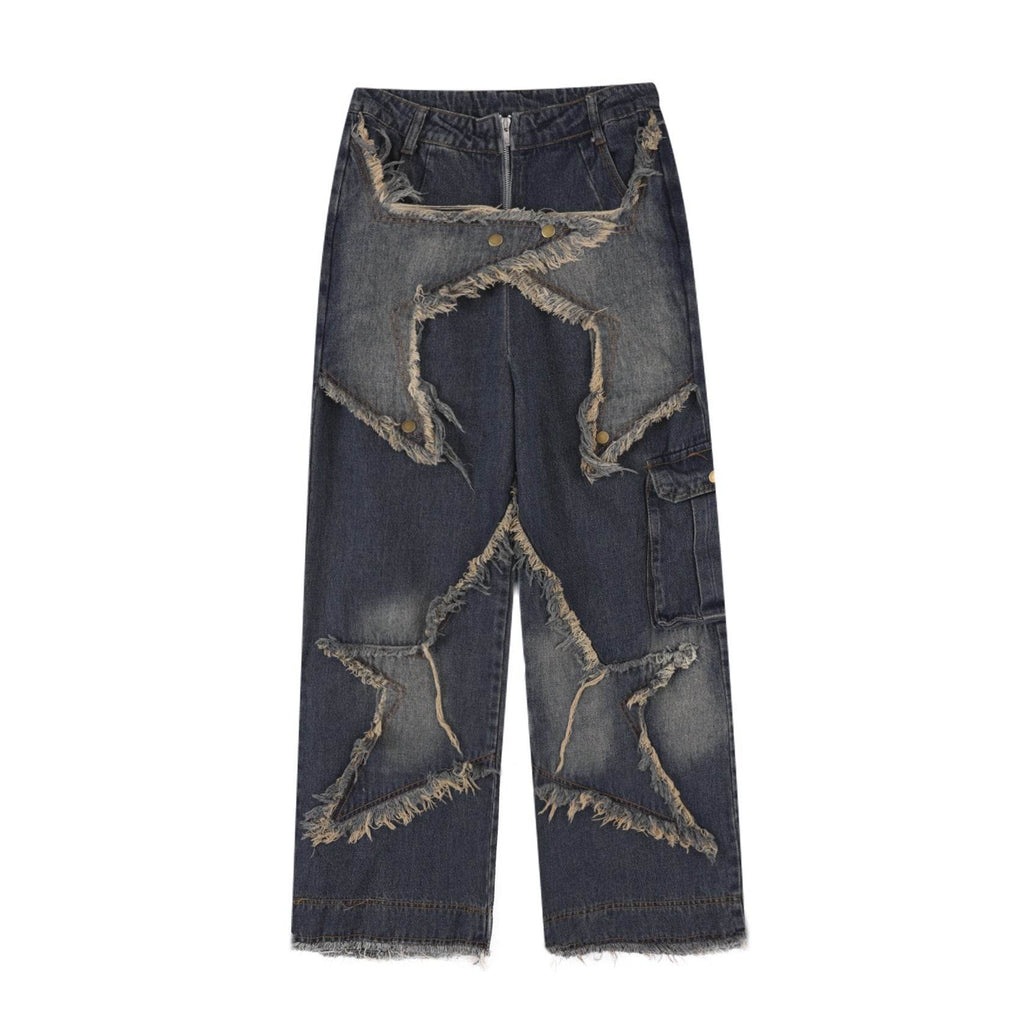 Distressed Denim Pant for women Oversized Streetstyle Patch Cargo Jeans Pant