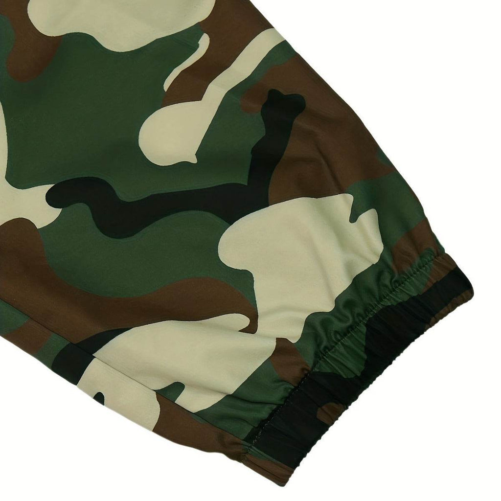 Multi-pocket Camouflage Ankle-tied Men's Military Casual Cargo Slim fit Pants trouser