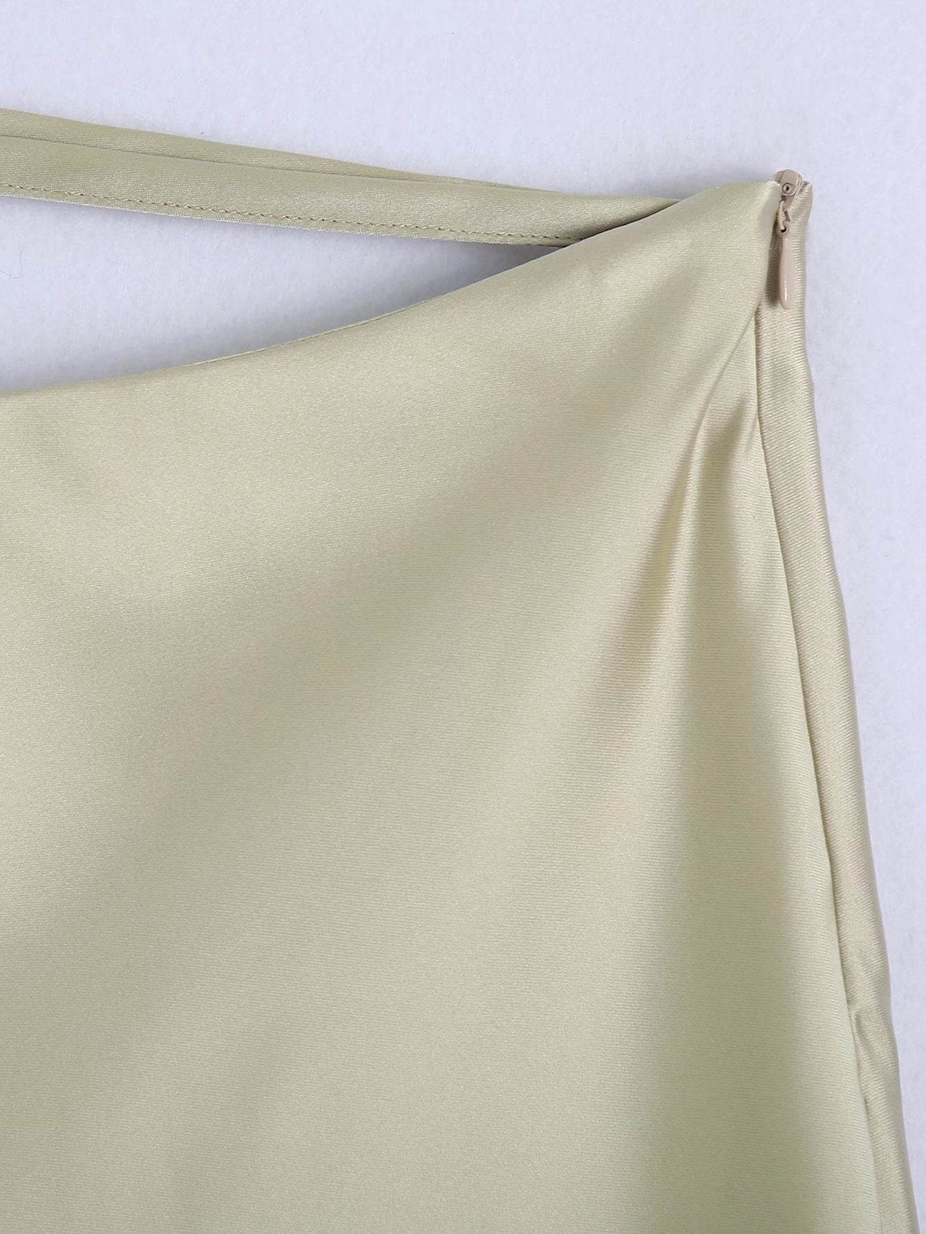 High Waisted Midi Silk Satin Skirt