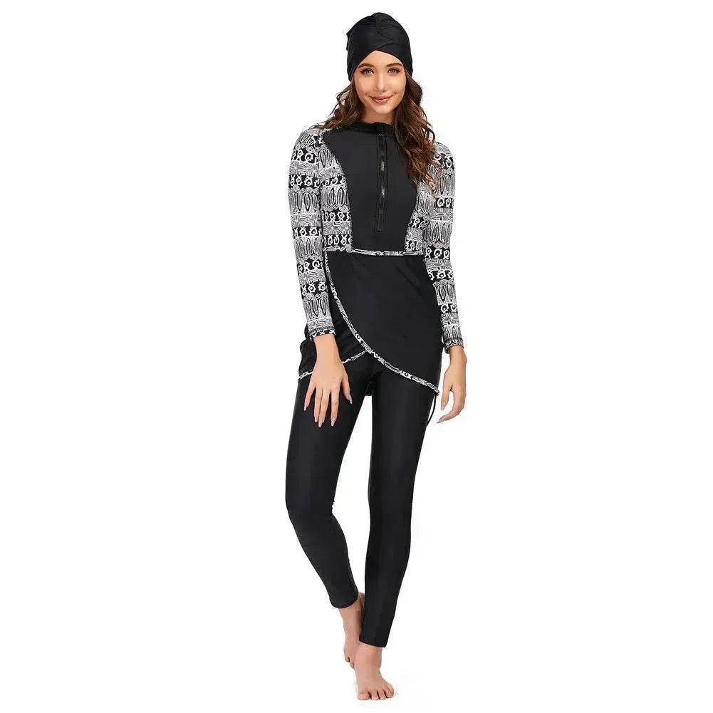 ArabSwimsuit Long-sleeved Trousers Three-piece Set Conservative Sun Protection With Chest Pad