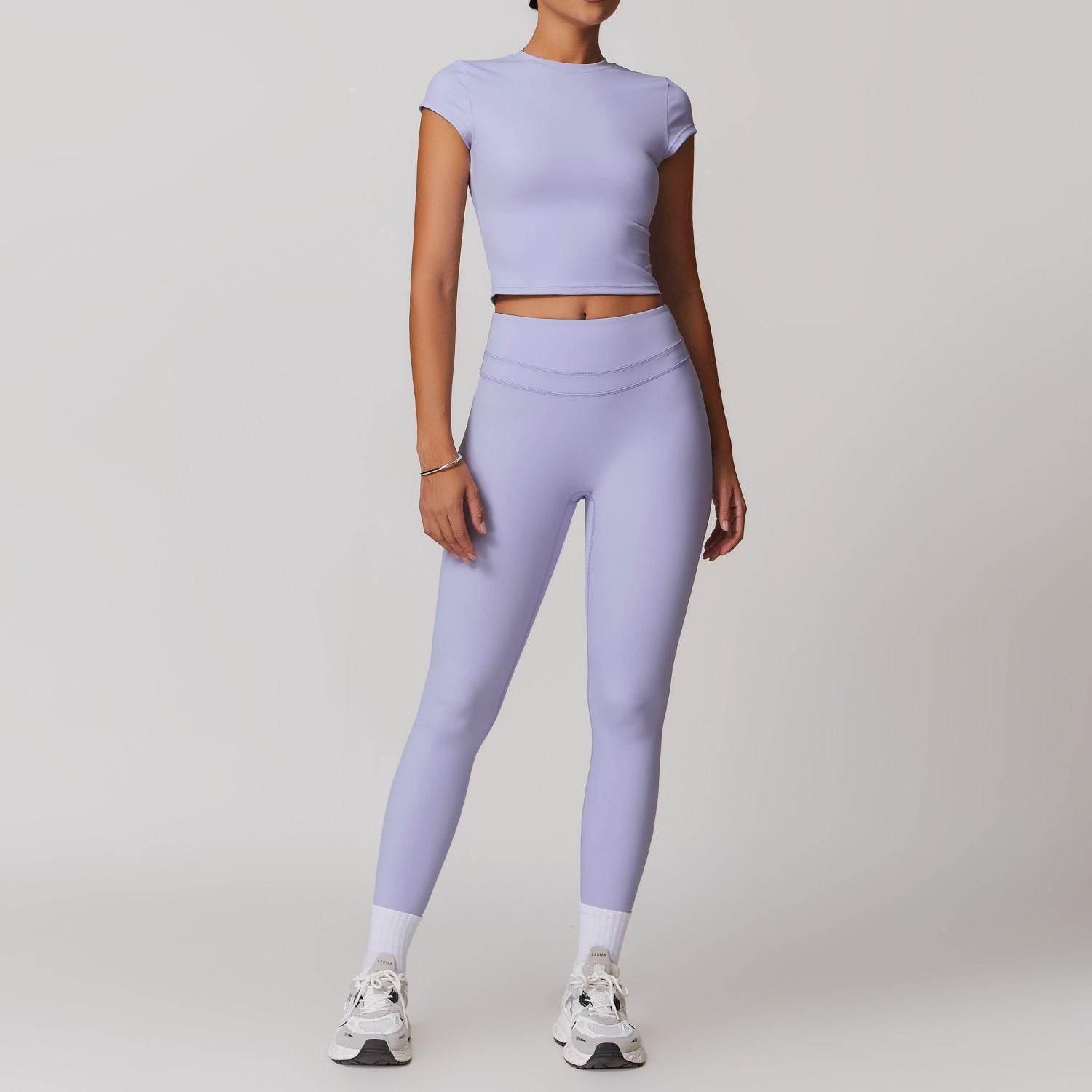 2pcs Nude feel short sleeve Workout Clothes for women Yoga Gym Clothes set