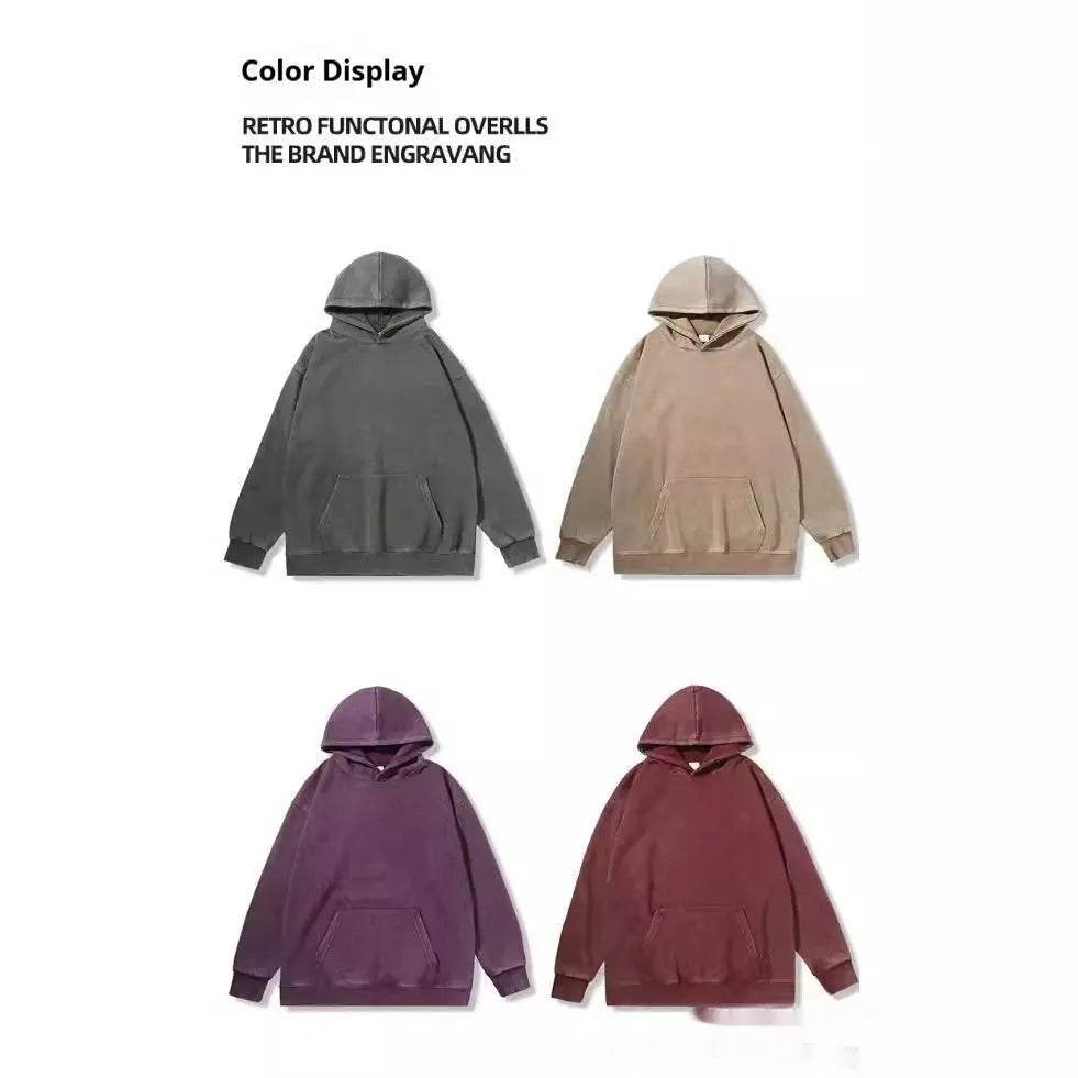 Unisex Teen Waxed Washed Distressed Hoodie Sweatshirt Pullover top