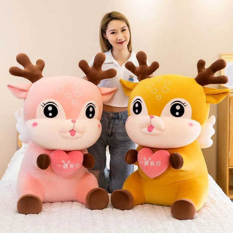 Cute Sika Deer Plush Toy Rag Doll Sleeping Pillow