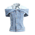 Sweet Cool Bandage Dress Shirt Slimming Denim jeans Shirt women