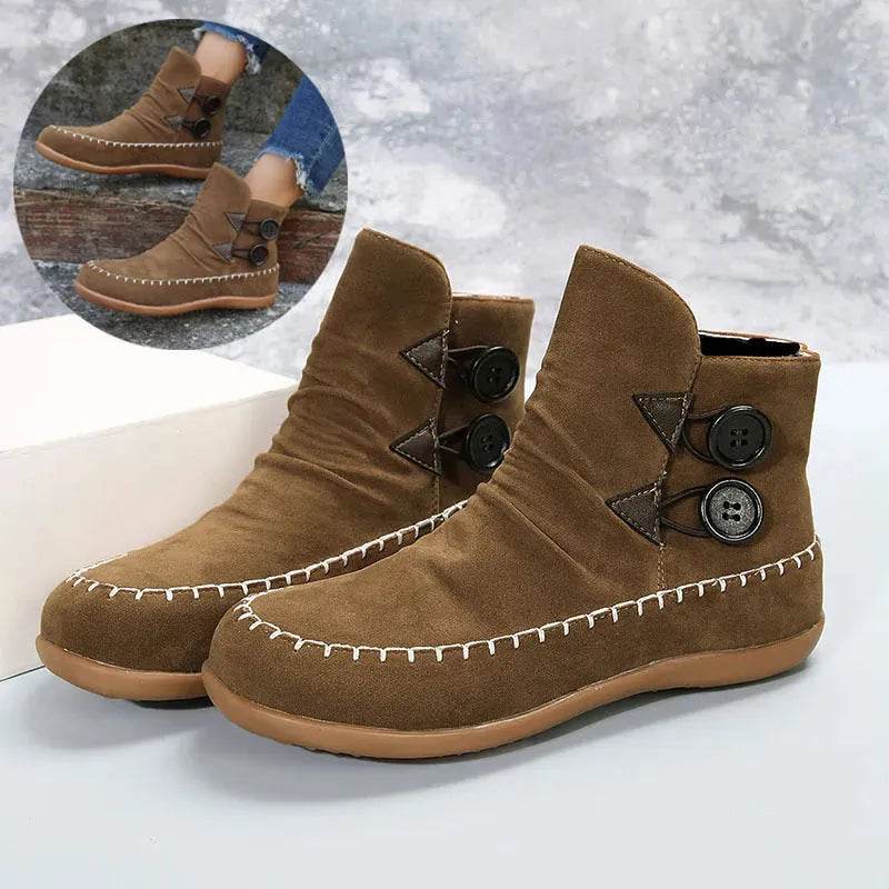 Button Design Ankle Boots For Women Autumn And Winter