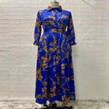 Dubai Long Dress Middle East Autumn Chain Print Swing Dress Turkish  Floral Long Sleeve dress