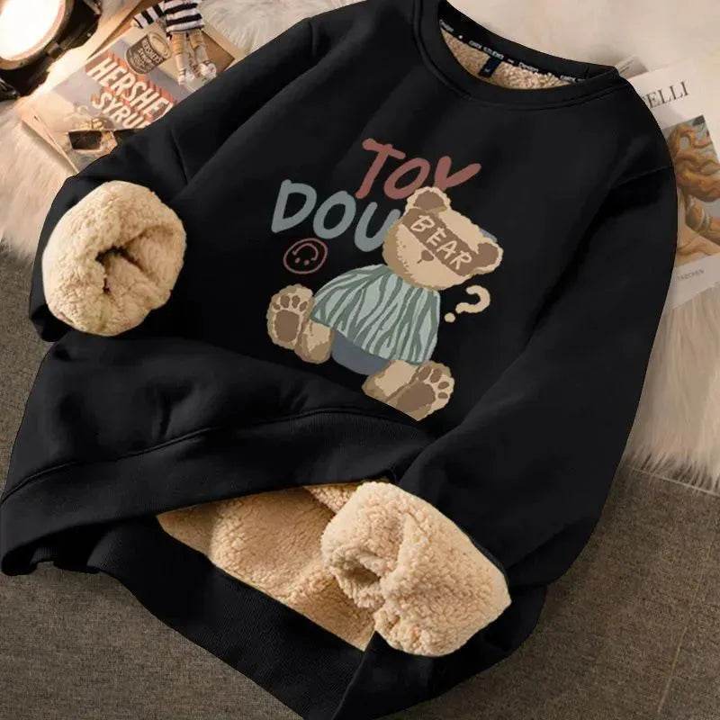 Autumn Winter Fleece-lined thick sweatshirt Pullover top for men