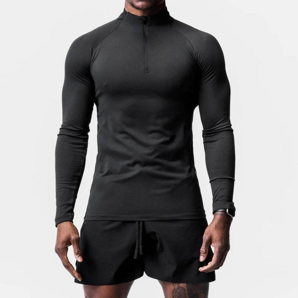 Men Quick Drying Long Sleeve Half Zip Activewear Muscle Fitted shirt Workout Gym T-shirt Top