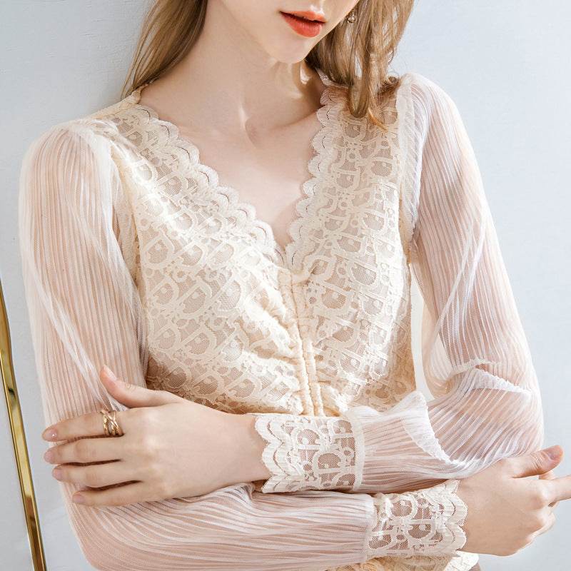 Summer Women Temperament  Work Office lace blouse top
