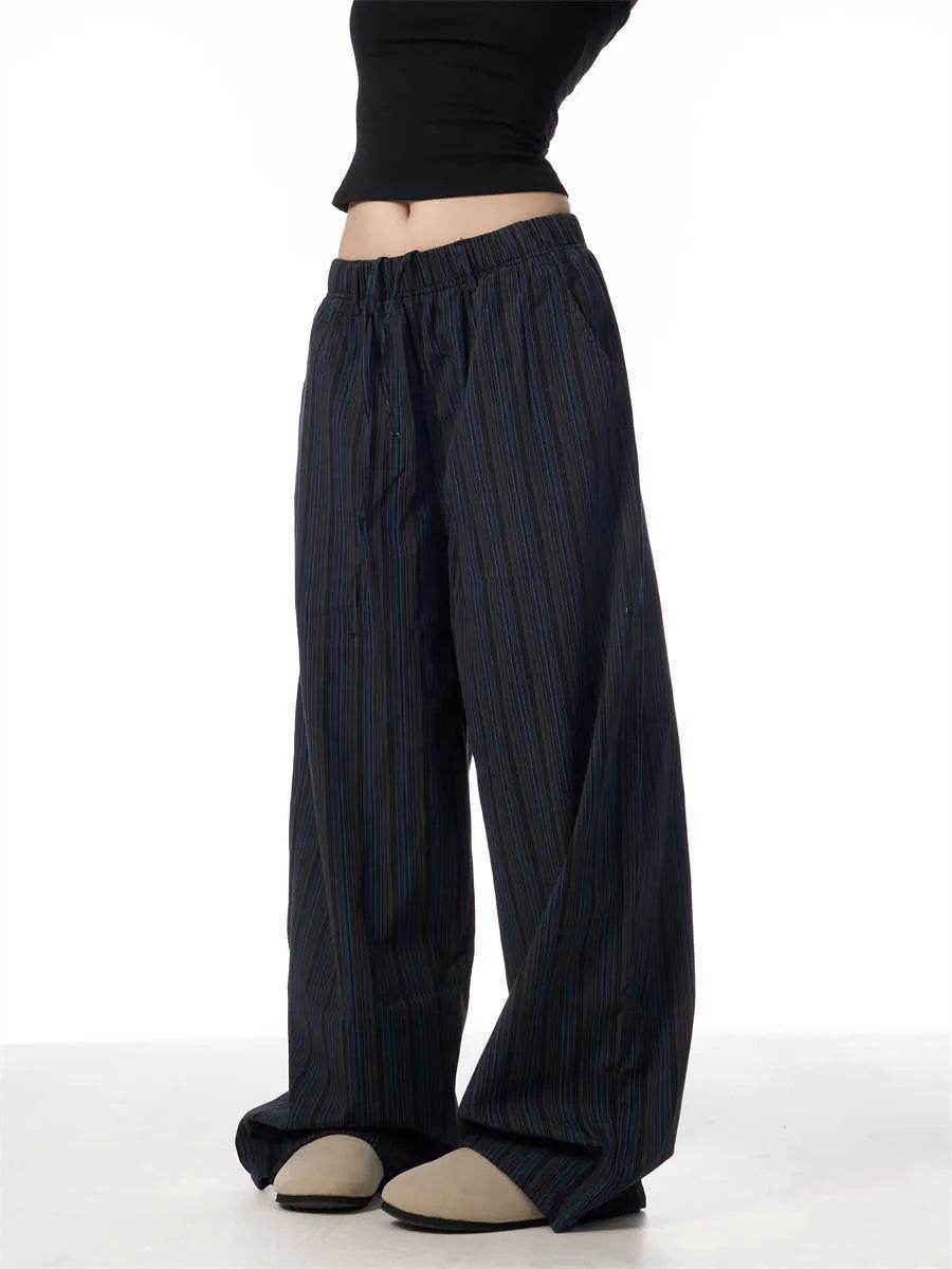 American Vintage Stripe Machete Wide-leg Casual Baggy Trouser Pants Women