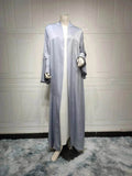 Abaya two piece set Elegant Satin  Plain Color Abaya Kimono Open front Abaya Dubai Abaya wear for Middle East Women
