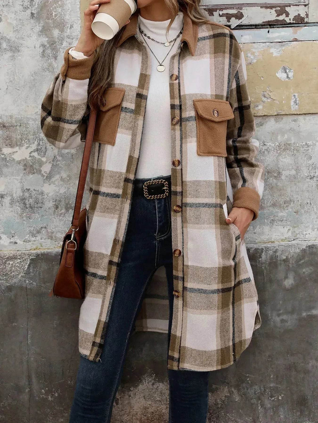 plaid jacket womens outfit Winter cashmere  Jacket Outwear for women