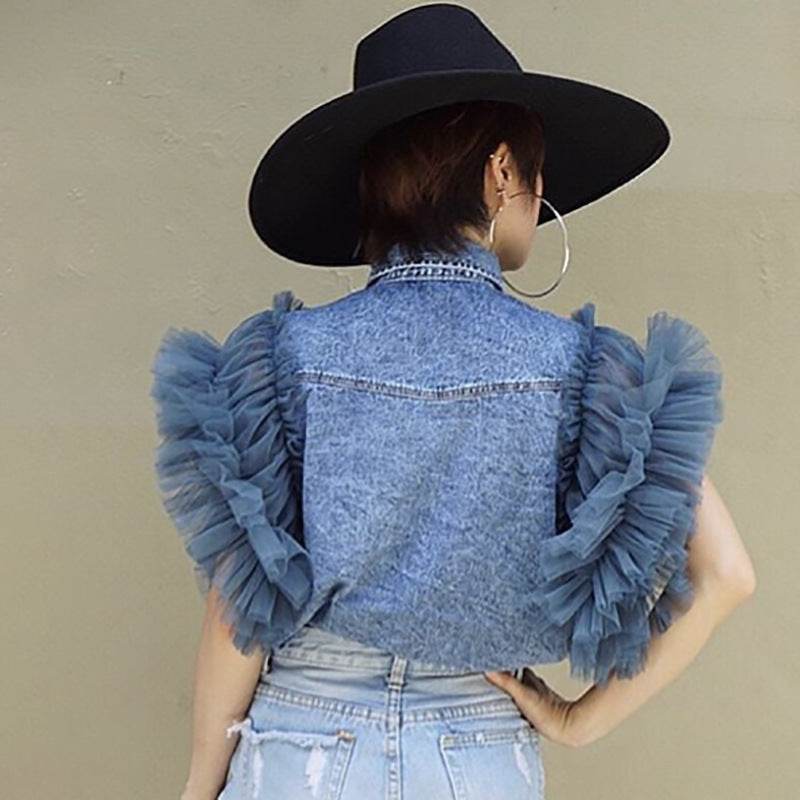 Denim Jacket Women Casual Sleeveless Lapel Style