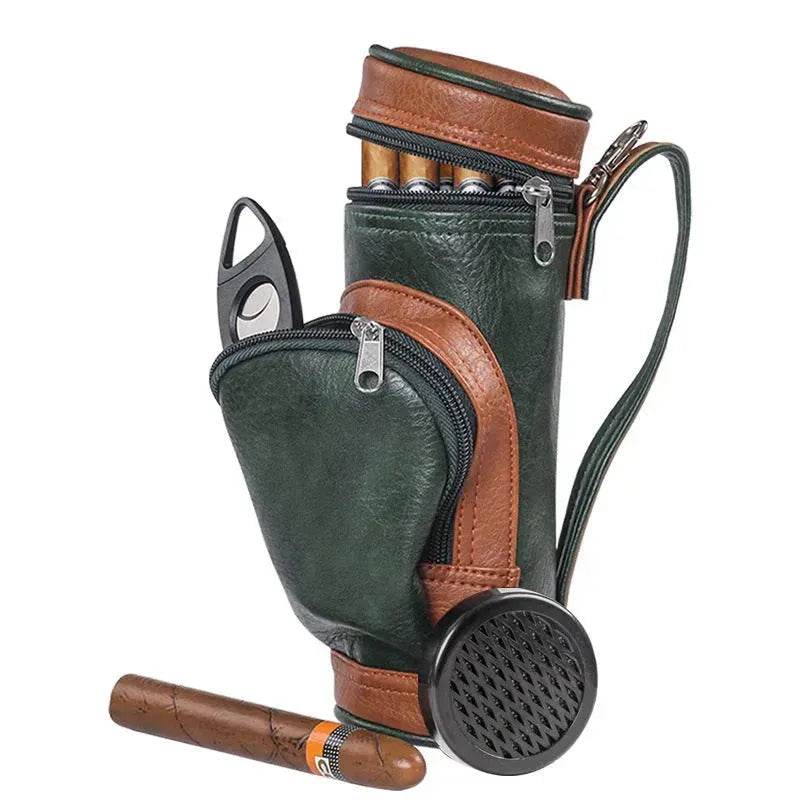 Portable Cigar Bag contains Humidifier and Cigar Cutter