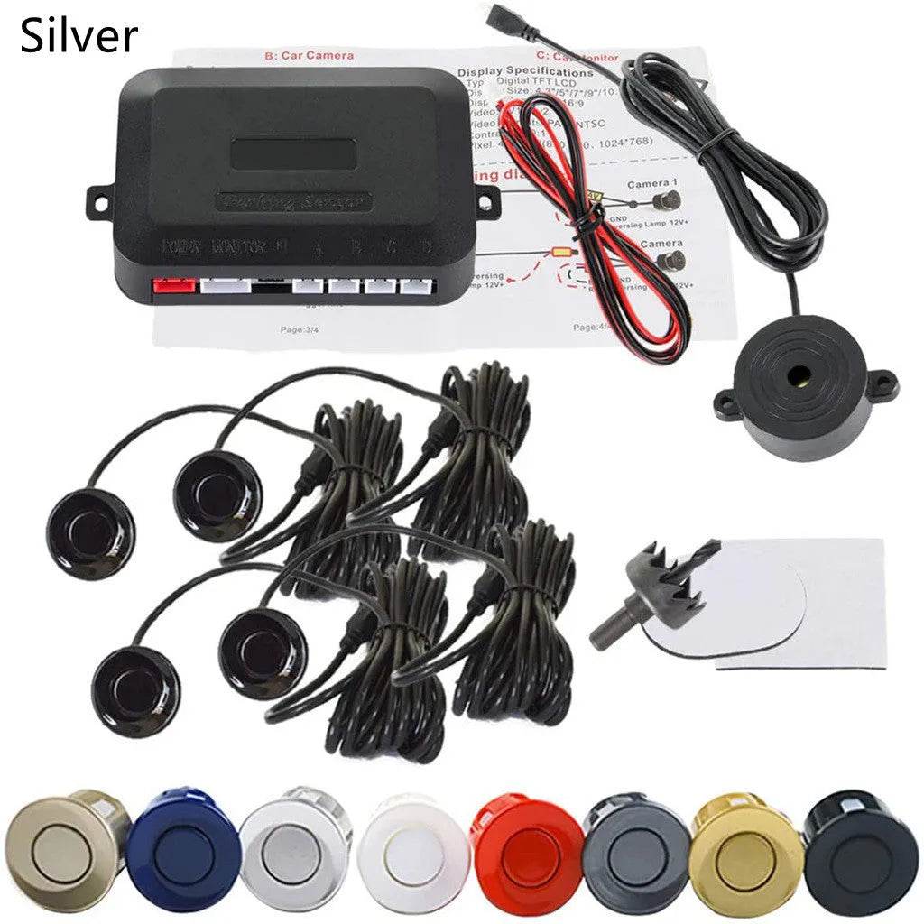 Auto Car LED Crescent Buzzer Radar Parking Sensor 4 Probes Car Camera