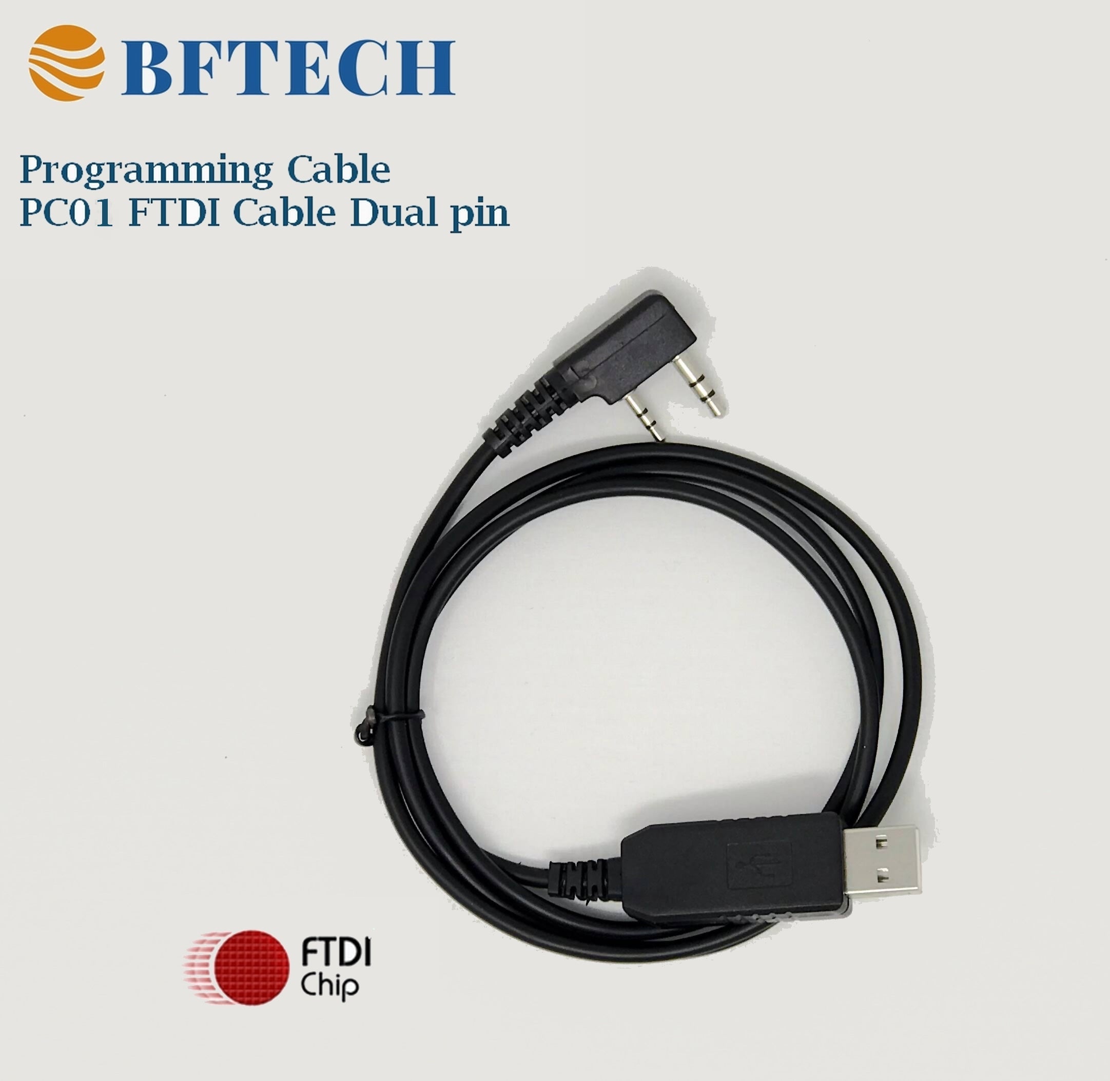BFTECH FTDI PC01 Genuine Usb programming cable dual pin for bftech, baofeng, kenwood, and anytone radio