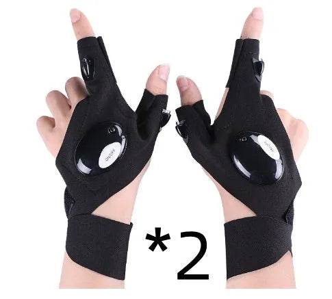 LED Outdoor Flashlight Fishing Half Finger Sports Lighted Gloves