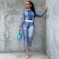 Fashion Skinny 2pcs Printed Athleisure Outfit women