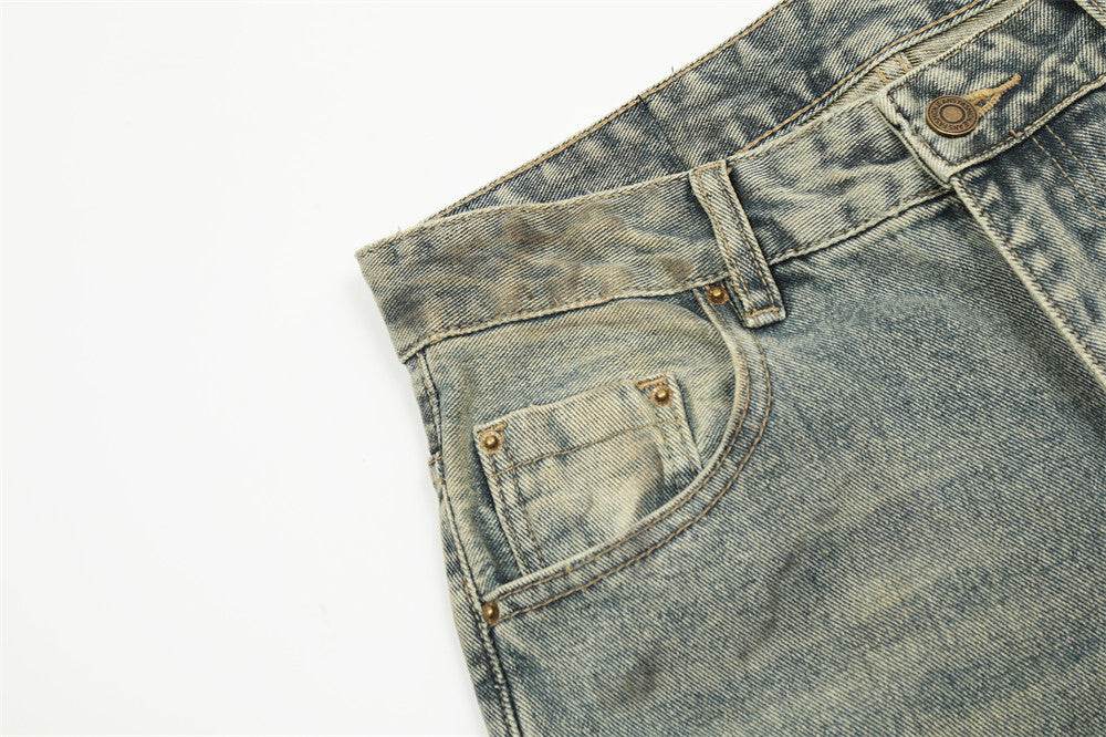 Hole Denim Men Trousers Heavy Industry Washing Jeans