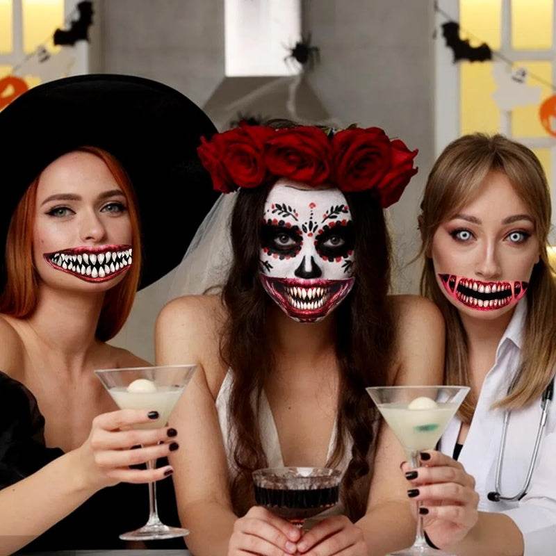18 Sheets Halloween Temporary Tattoo Stickers 18 Styles Realistic Face Tattoo Face Stick Horror Prank Props Make Up Face Decals Cosplay Decor For Halloween Trick Or Treat Party Costumes Party