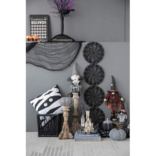 10x8.3x13.5 Cardboard Lighted Haunted House, Black Beige Tabletop Holiday Halloween Decor, Battery Powered