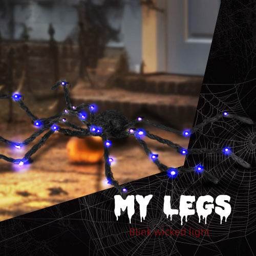 HOMCOM 3.25 Outdoor Halloween Decoration, Light-up Oversized Spider Halloween Prop With Light Up Bendable Legs