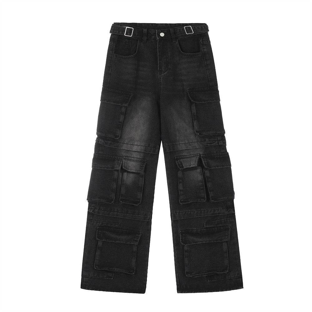 Functional Multi-pocket Tactical Tooling Denim Trousers Men Jeans