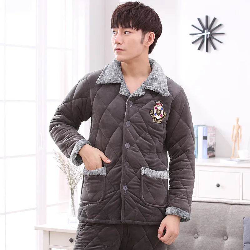 Thick quilted Winter pajamas Set  2pcs Unisex
