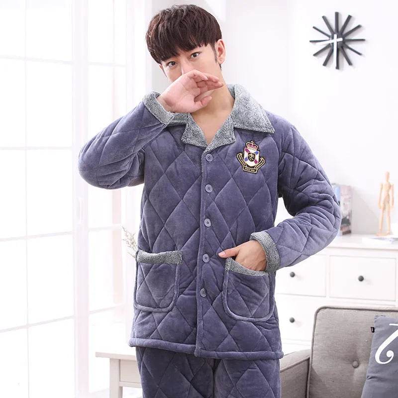 Thick quilted Winter pajamas Set  2pcs Unisex