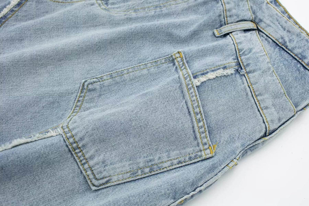 Fashionable Asymmetric High Waist Midi Denim Split Skirt