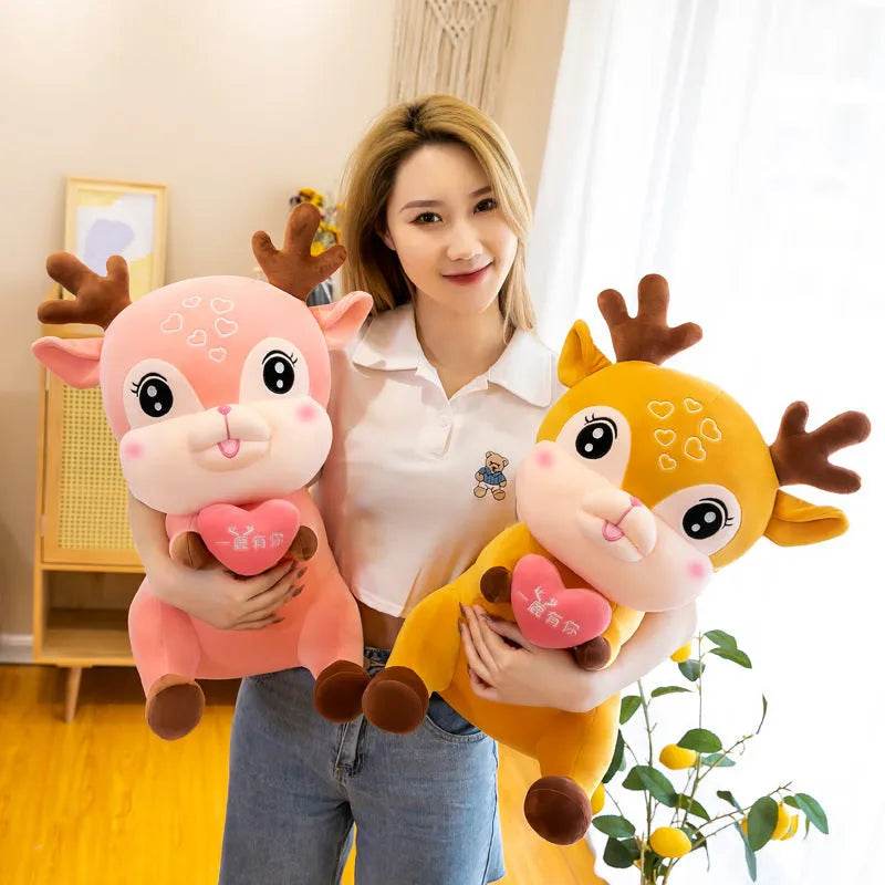 Cute Sika Deer Plush Toy Rag Doll Sleeping Pillow